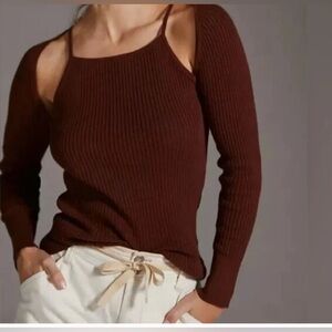 Anthropologie RIBBED CUT-OUT SWEATER TOP.

Sz: L